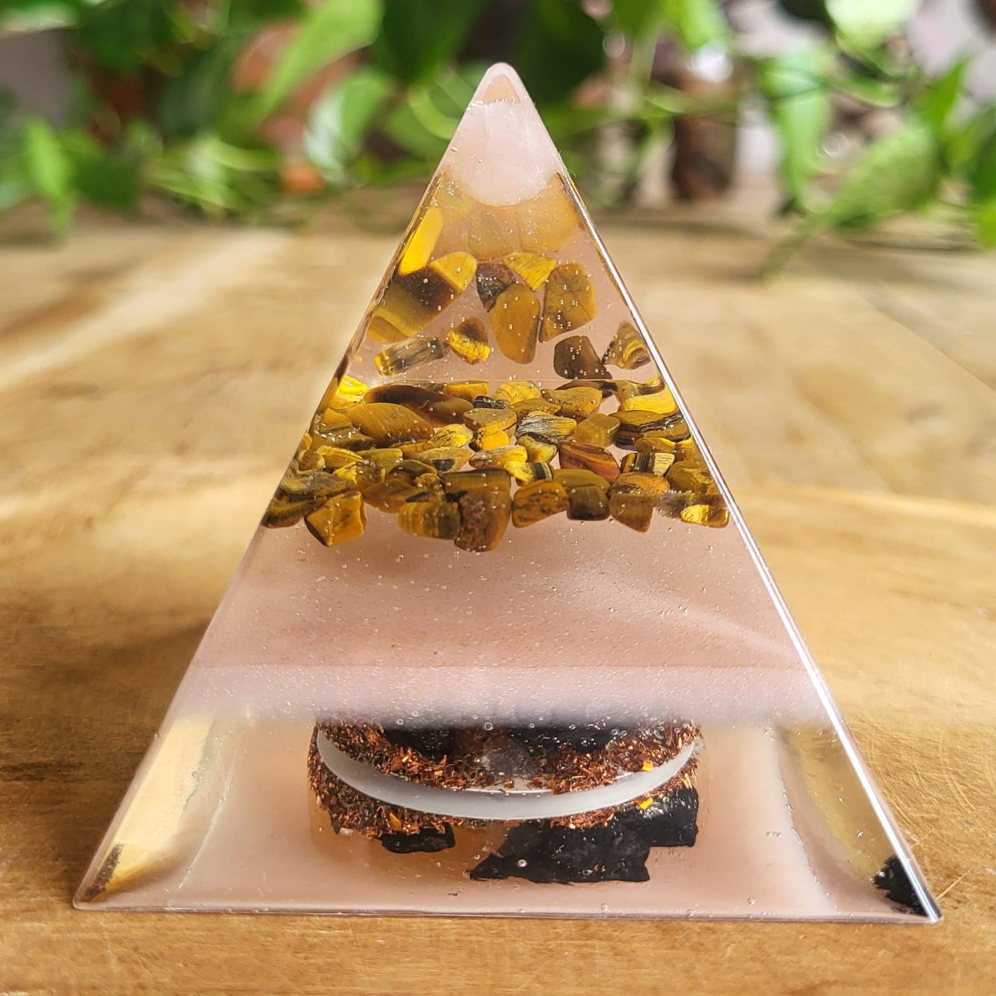 Positive Pyramid™ Rozenkwarts & Tijgeroog Small - Brengt vertrouwen, rust en liefde samen in één piramide