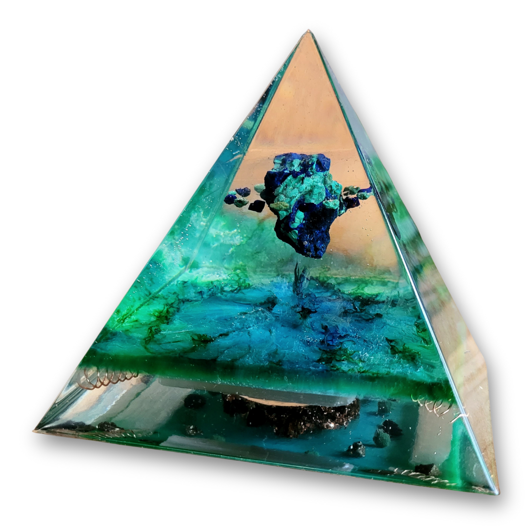 Positive Pyramid™ Malachiet & Azuriet Large - Bescherming, inzicht en hartkracht in één piramide