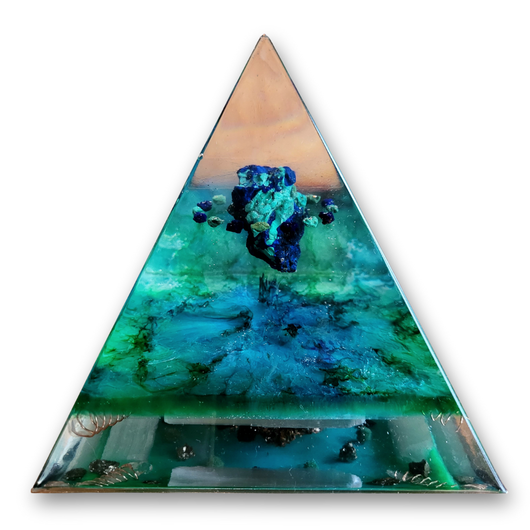 Positive Pyramid™ Malachiet & Azuriet Large - Bescherming, inzicht en hartkracht in één piramide