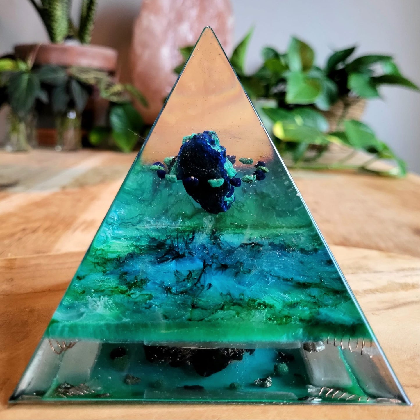 Positive Pyramid™ Malachiet & Azuriet Large - Bescherming, inzicht en hartkracht in één piramide
