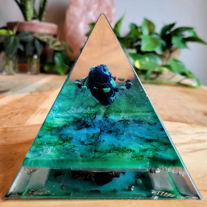 Positive Pyramid™ Malachiet & Azuriet Large - Bescherming, inzicht en hartkracht in één piramide