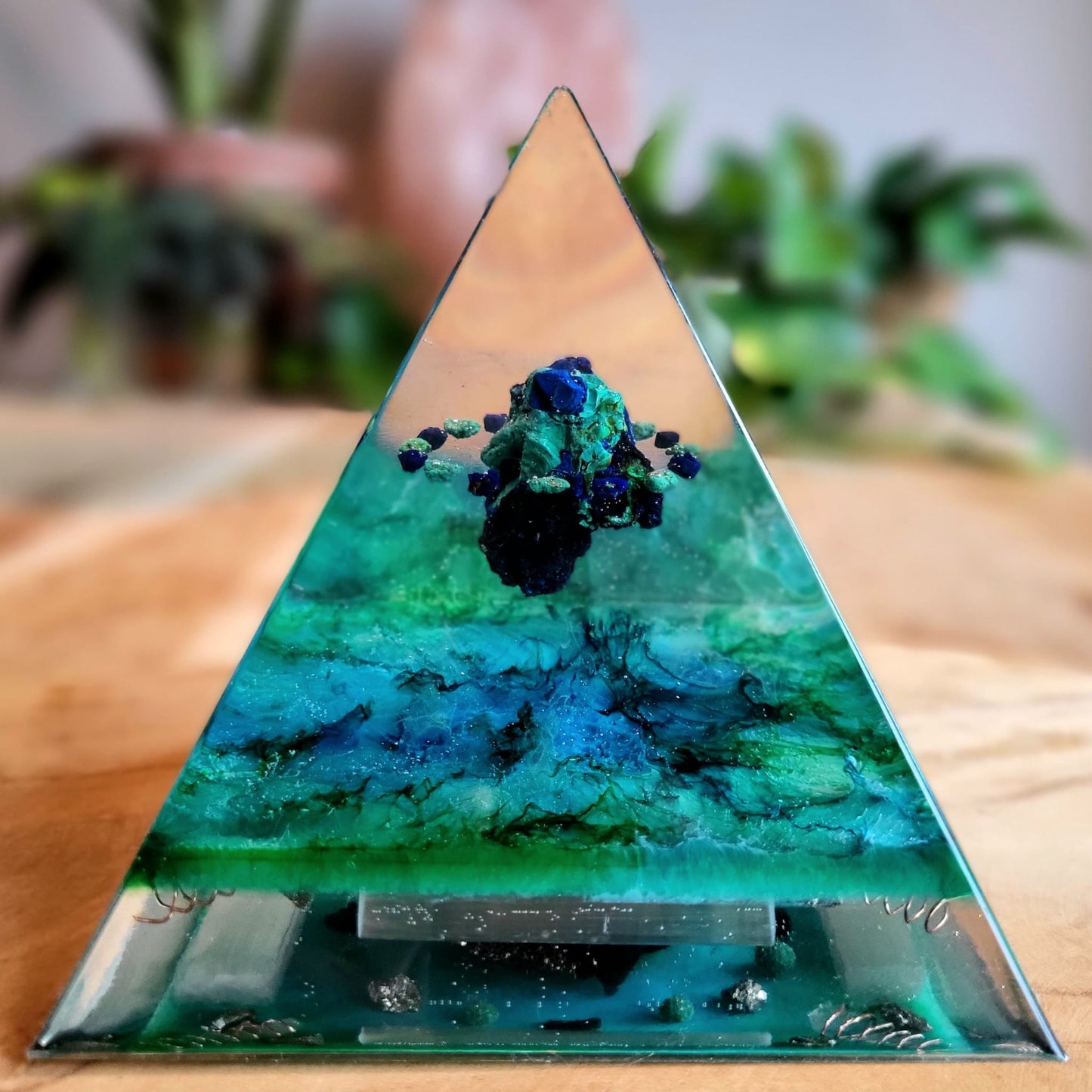 Positive Pyramid™ Malachiet & Azuriet Large - Bescherming, inzicht en hartkracht in één piramide
